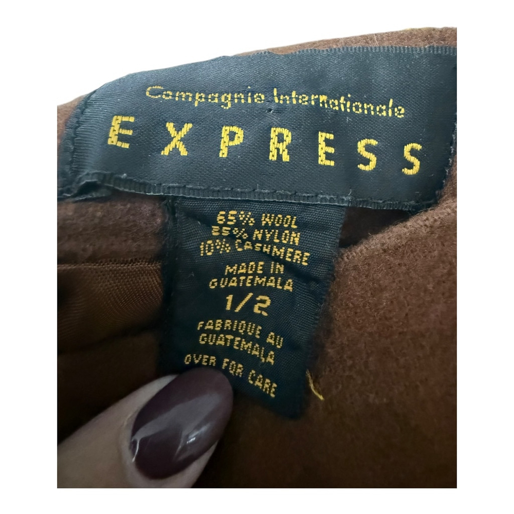 Vintage Express Wool Cashmere Blend Brown Skirt Suit Blazer Set Size Small - Picture 9 of 10